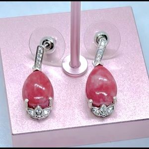 Norwegian Thulite & Zircon 925 Earrings